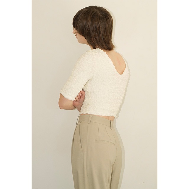 CLANE /  W FACE SHIRRING CROPPED TOPS