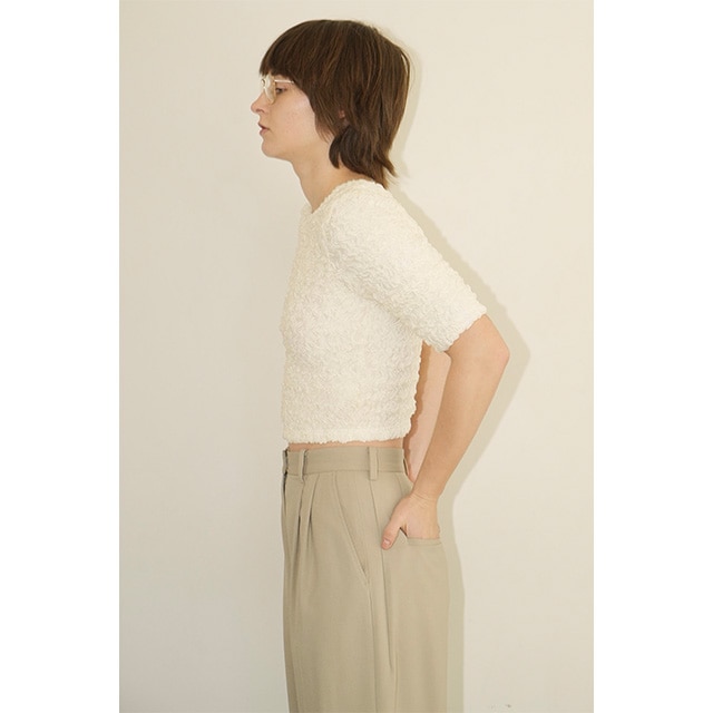 CLANE /  W FACE SHIRRING CROPPED TOPS