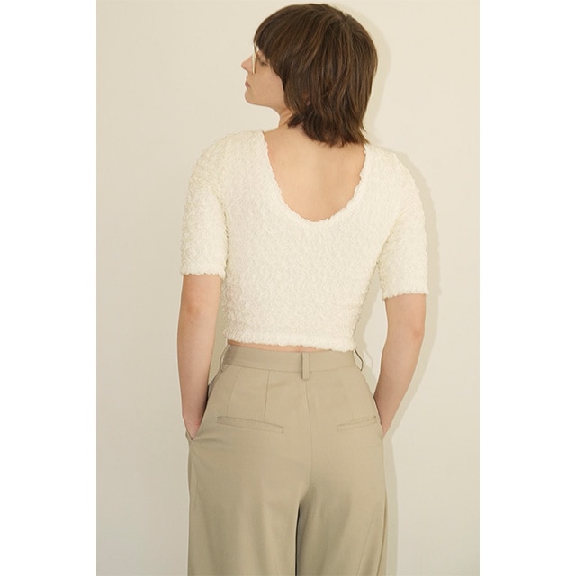 CLANE /  W FACE SHIRRING CROPPED TOPS