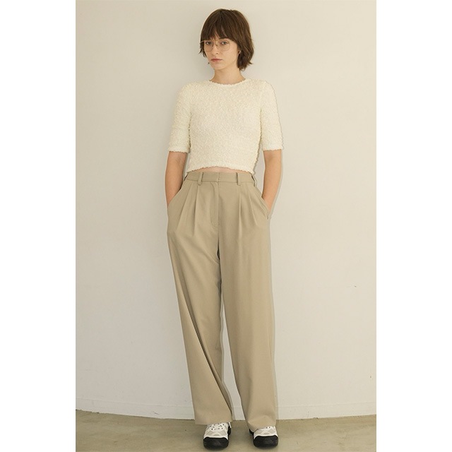 CLANE /  W FACE SHIRRING CROPPED TOPS