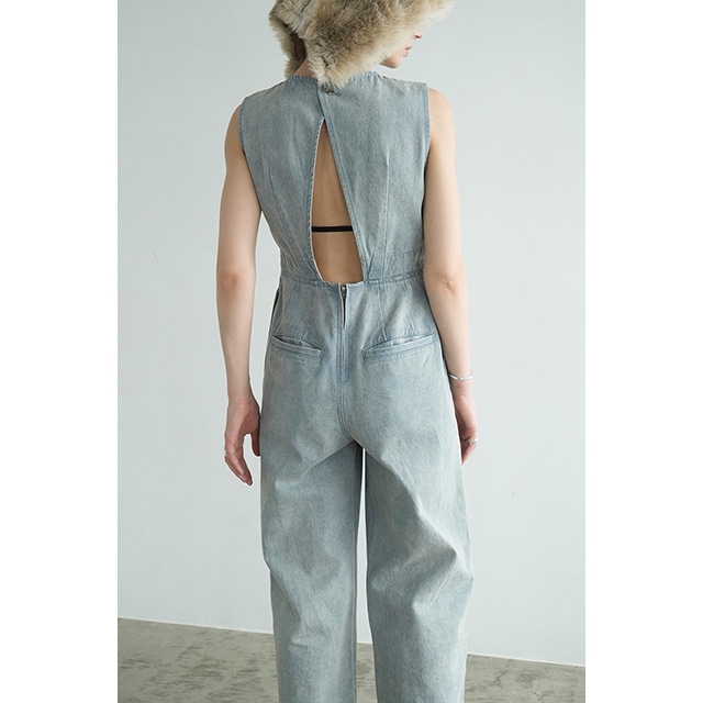 【CLANE】正規品 / BACK OPEN DENIM ALL IN ONE CLANE - バック オープン デニム オールインワン - BACK OPEN