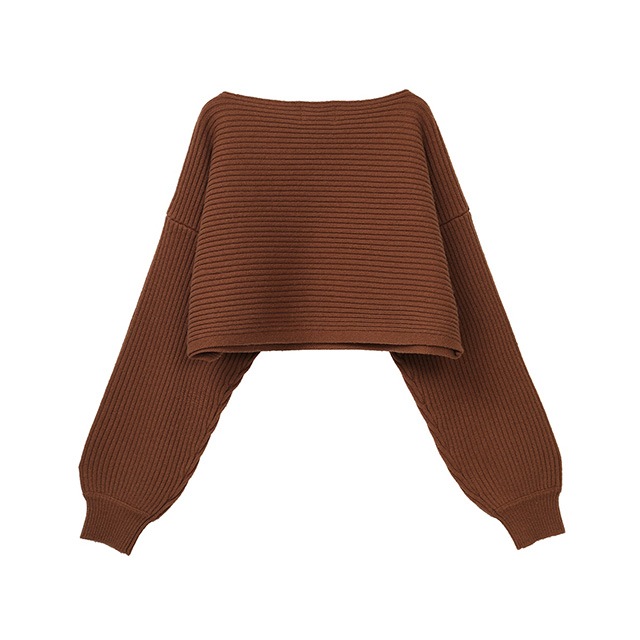 CLANE / ����� BOAT NECK SHORT KNIT TOPS