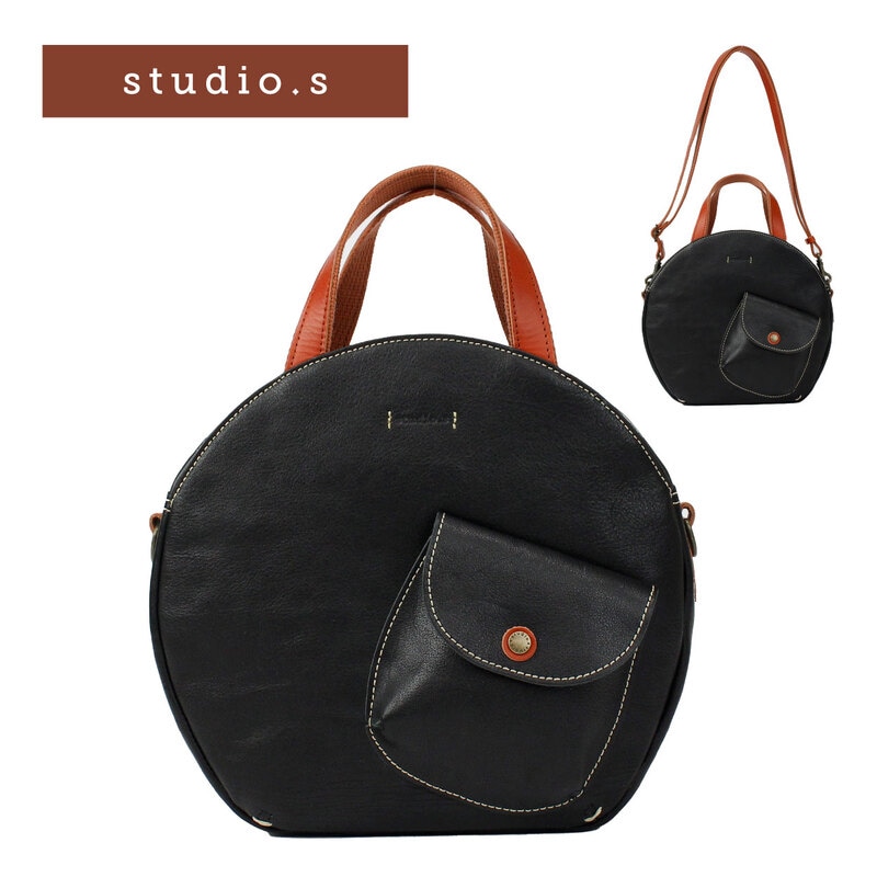 studio.s OLEA スタディオ エス サークル型2wayハンド ショルダーバッグ ハンドバッグ トートバッグ 丸型 レディース ブランド 本革 牛革 レザー 革 オリーブレザー 女性 斜め掛け 大人 日本製 国産 丸形 鞄