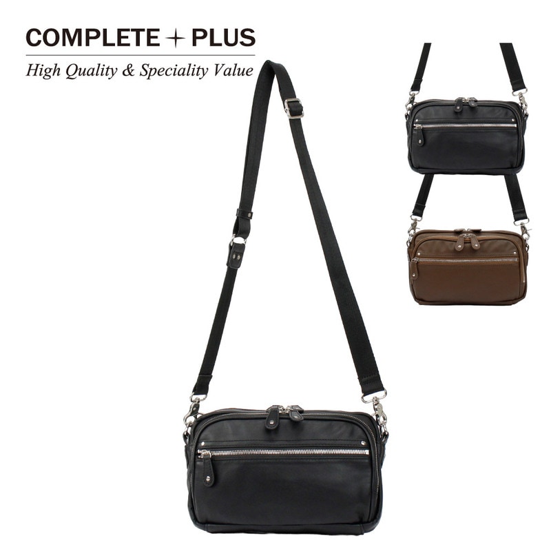 COMPLETE PLUS コンプリートプラス ショルダーバッグ メンズ レザー 撥水加工 本革 ブランド 黒 茶 肩掛け ウォータープルーフ 910-CP-5M202