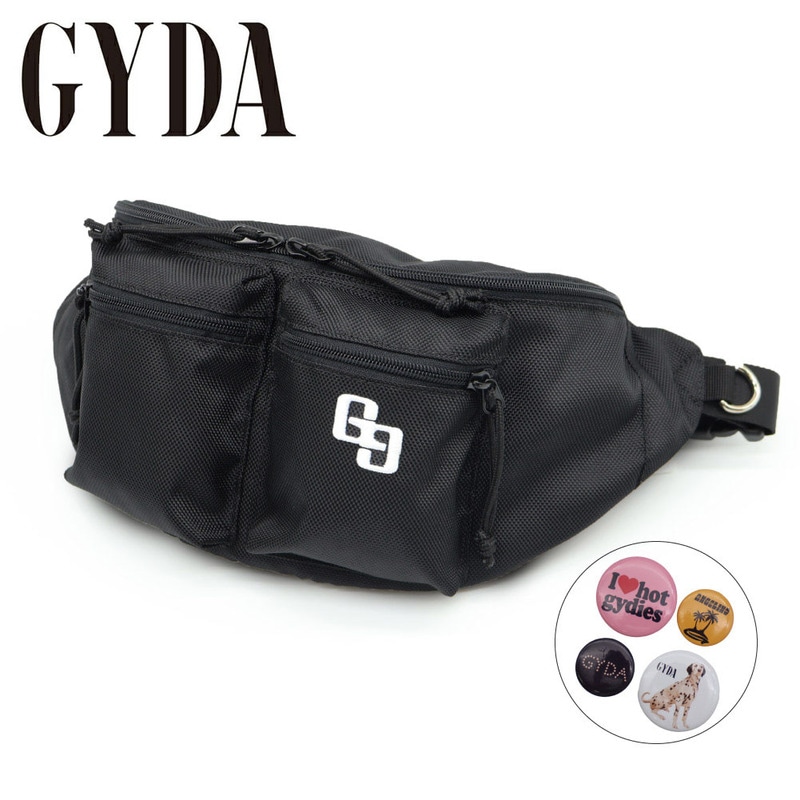 GYDA ジェイダ ボディバッグ 可愛いバッジ付き レディース ブラック 軽量 大容量 ブランド おしゃれ CASUAL BAGGE SERIES GY-B443
