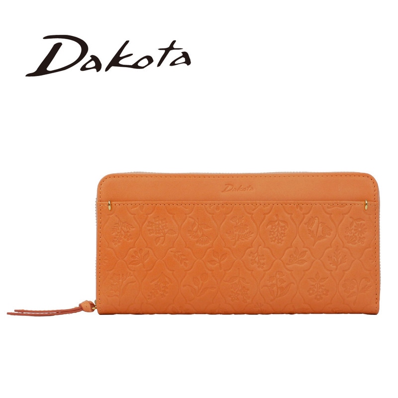 dakota ダコタ 財布 レディース 長財布 レザー ラウンドファスナー カード収納 エンボス柄 エルビエ ブランド オレンジ 上品 0031922 正規販売店