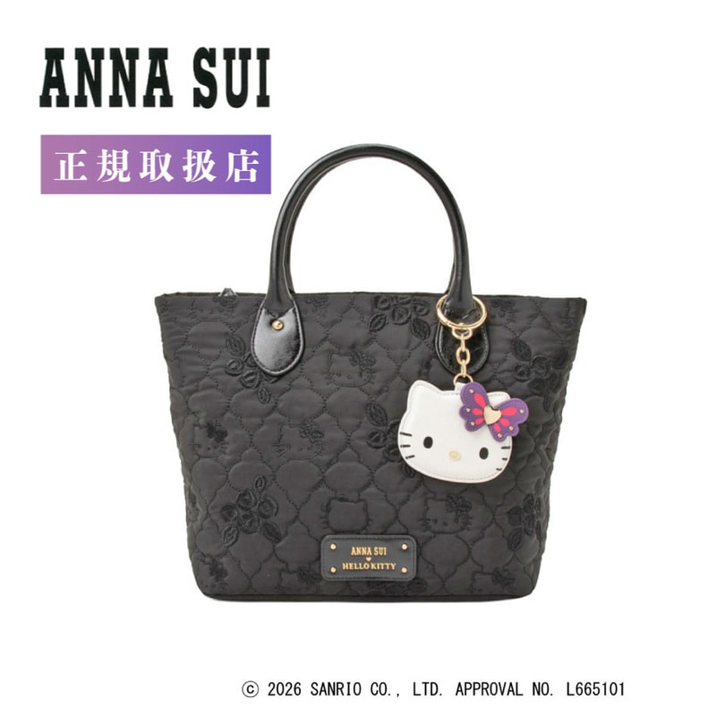 ANNA SUI × HELLO KITTY アナスイ×ハローキティ アナスイ キティ コラボ ハローキティ キティちゃん トートバッグ ブランド ブラック 2wayバッグ 318420