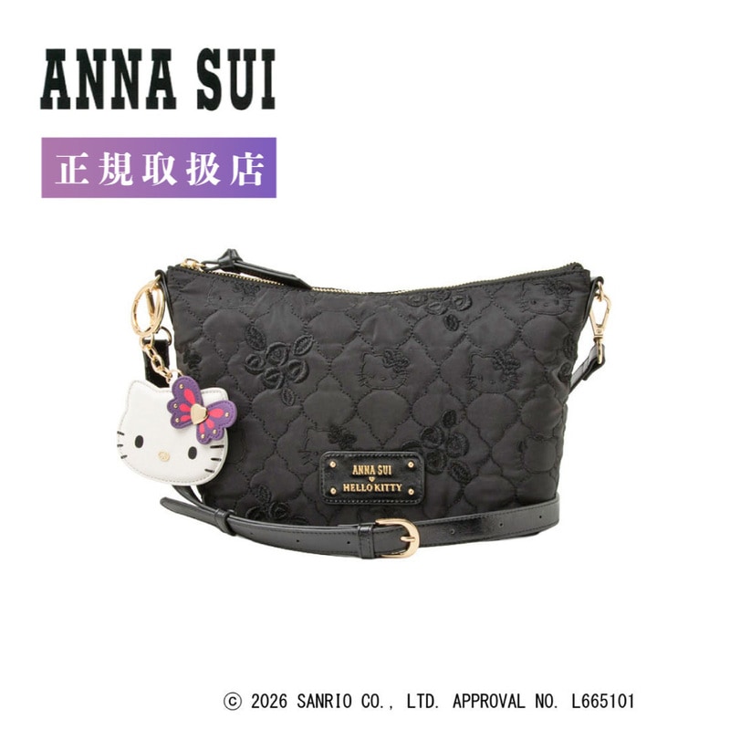 ANNA SUI × HELLO KITTY アナスイ×ハローキティ アナスイ キティ コラボ ハローキティ キティちゃん ショルダーバッグ ブランド ブラック 318421