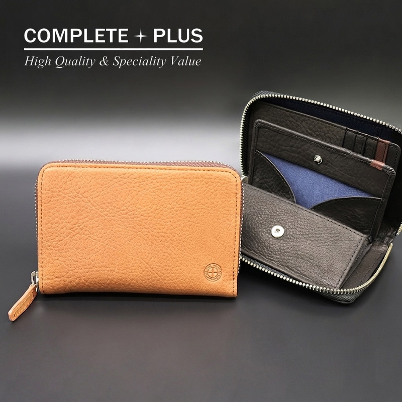 COMPLETE PLUS ラウンドファスナー二つ折り財布 神戸牛レザー 927-CP-4E103