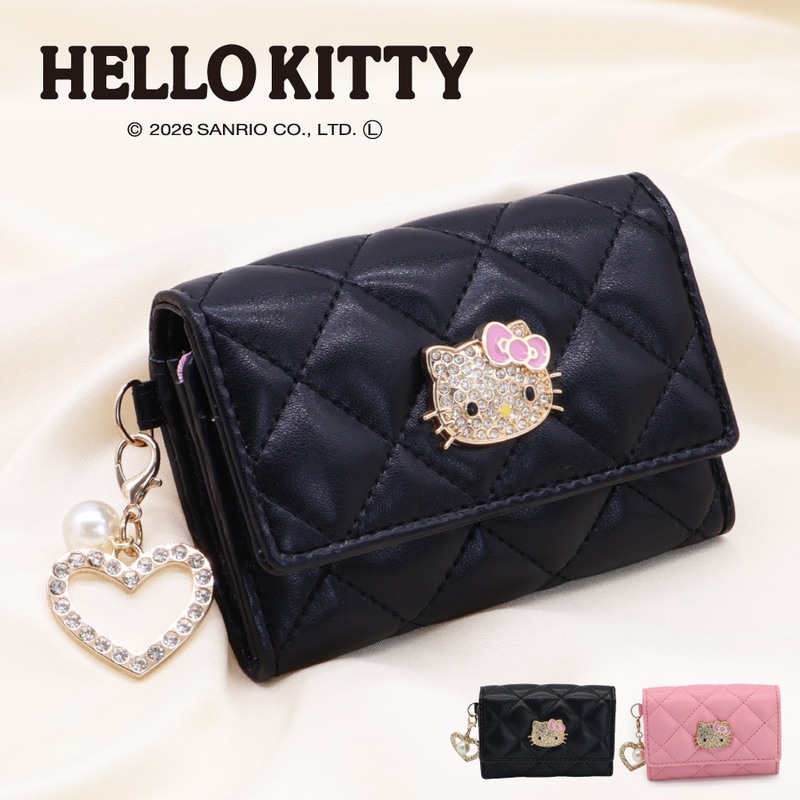 Hello Kitty ハローキティ 名刺入れ カードケース 合皮 キャラクター カード入れ サンリオ ハート＆パールチャーム付き KT-W5273