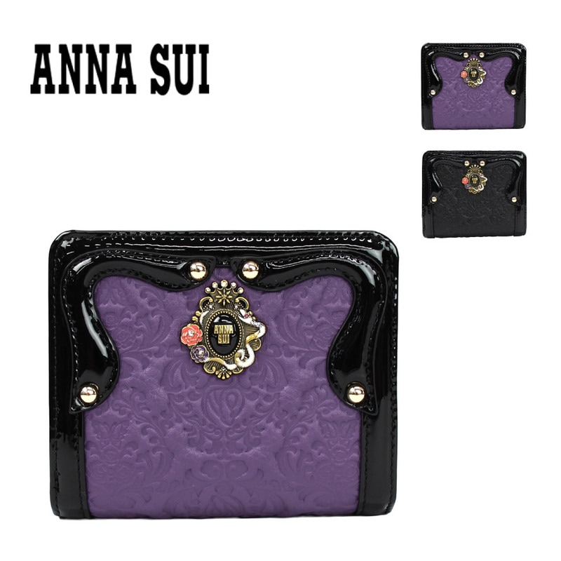 アナスイ　二つ折り財布 セルパン　ブラック ANNA SUI アナスイ 二つ折り財布 レディース 財布 二つ折 セルパン