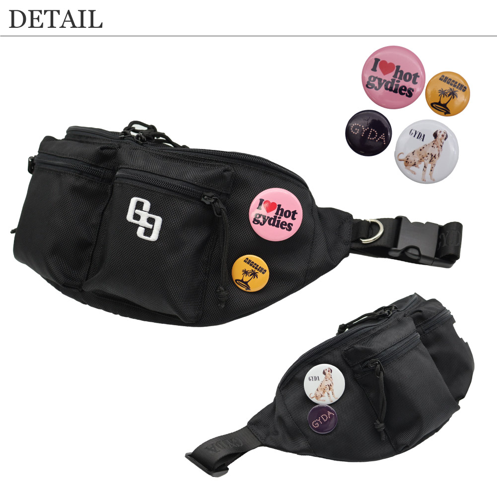 GYDA ジェイダ ボディバッグ 可愛いバッジ付き レディース ブラック 軽量 大容量 ブランド おしゃれ CASUAL BAGGE SERIES GY-B443