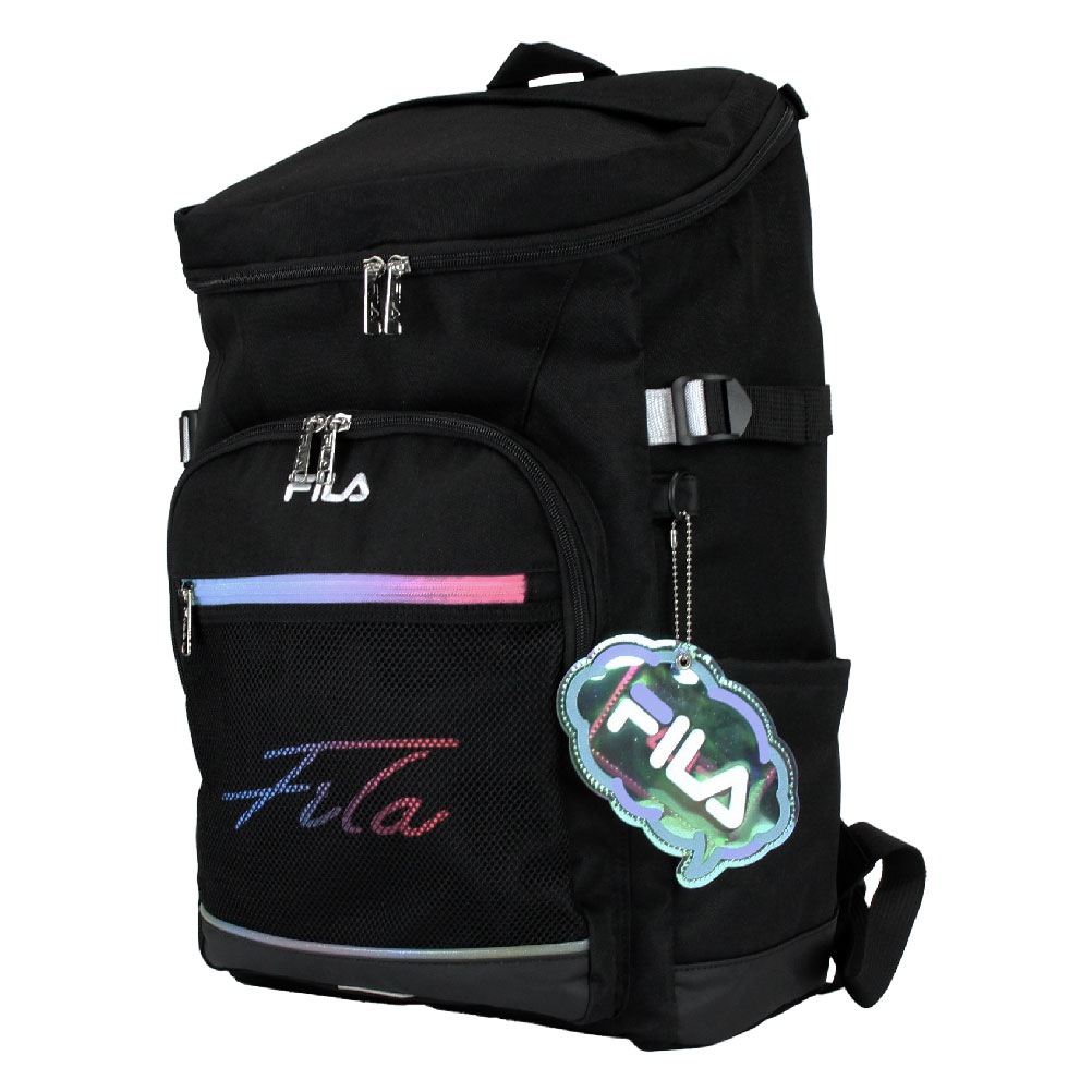 FILA フィラ 7852 リコル スクールバッグ スクールリュック デイパック 30L 撥水 グラデーション スクール スクエア リュック BOX バックパック スクバ ラウンドリュック 学生 中学生 高校生 かわいい おしゃれ シンプル 使いやすい 入学 ブラック チャーム付き