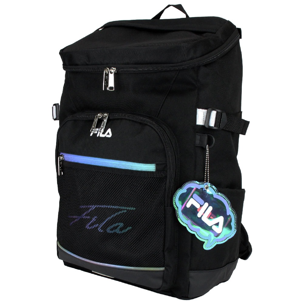 FILA フィラ 7852 リコル スクールバッグ スクールリュック デイパック 30L 撥水 グラデーション スクール スクエア リュック BOX バックパック スクバ ラウンドリュック 学生 中学生 高校生 かわいい おしゃれ シンプル 使いやすい 入学 ブラック チャーム付き