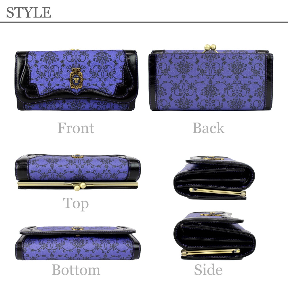 ANNASUI アナスイ 長財布 がま口 レディース レザー ブランド ブラック パープル リーブル 317880