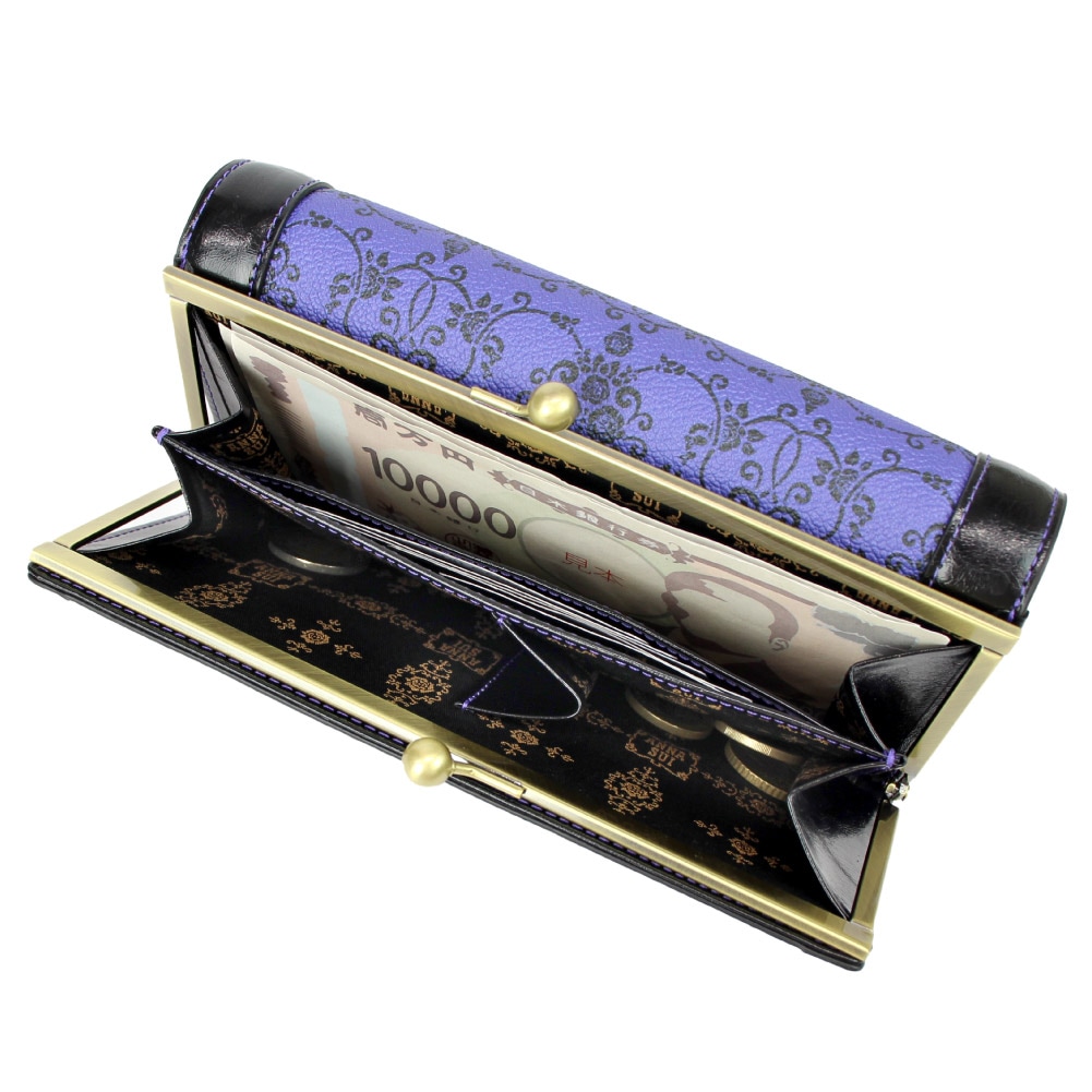 ANNASUI アナスイ 長財布 がま口 レディース レザー ブランド ブラック パープル リーブル 317880