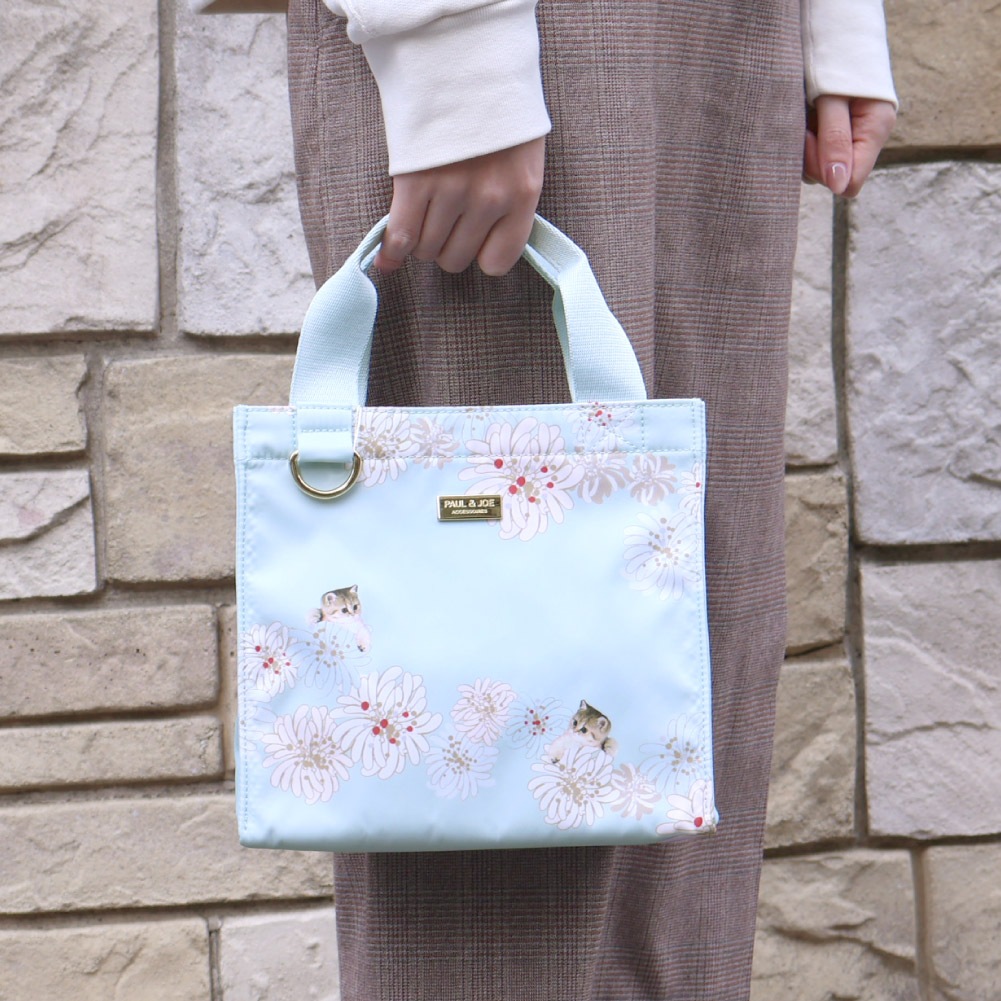 新作 PAUL & JOE ACCESSOIRES ポール&ジョー アクセソワ ランチバッグ ランチトート お弁当バッグ サブバッグ 可愛い 猫 クリザンテーム＆ヌネットプリント pja-b1355 正規販売店