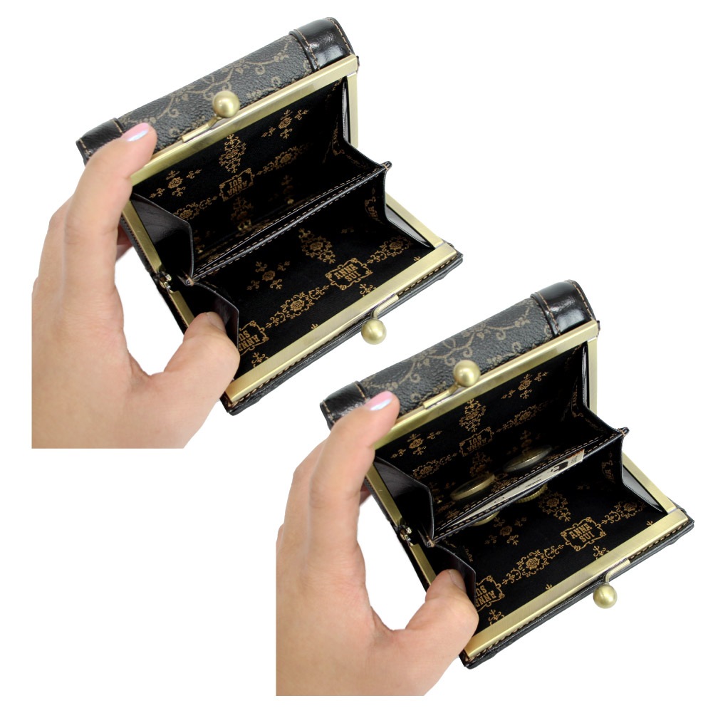 ANNASUI アナスイ 財布 二つ折り がま口 二つ折り財布 レザー 本革 レディース ブラック パープル ブランド リーブル 317882