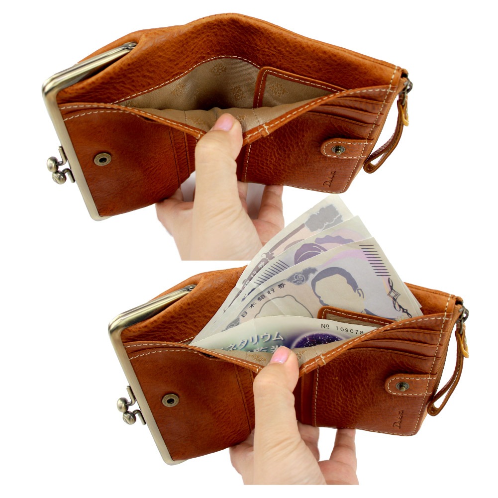 Dakota ダコタ 財布 二つ折り がま口 レザー 本革 二つ折り財布 がま口財布 レディース ブランド コンパクト イタリアンレザー ダコタの財布 レッド ブラウン グリーン 赤 茶 緑 0031701