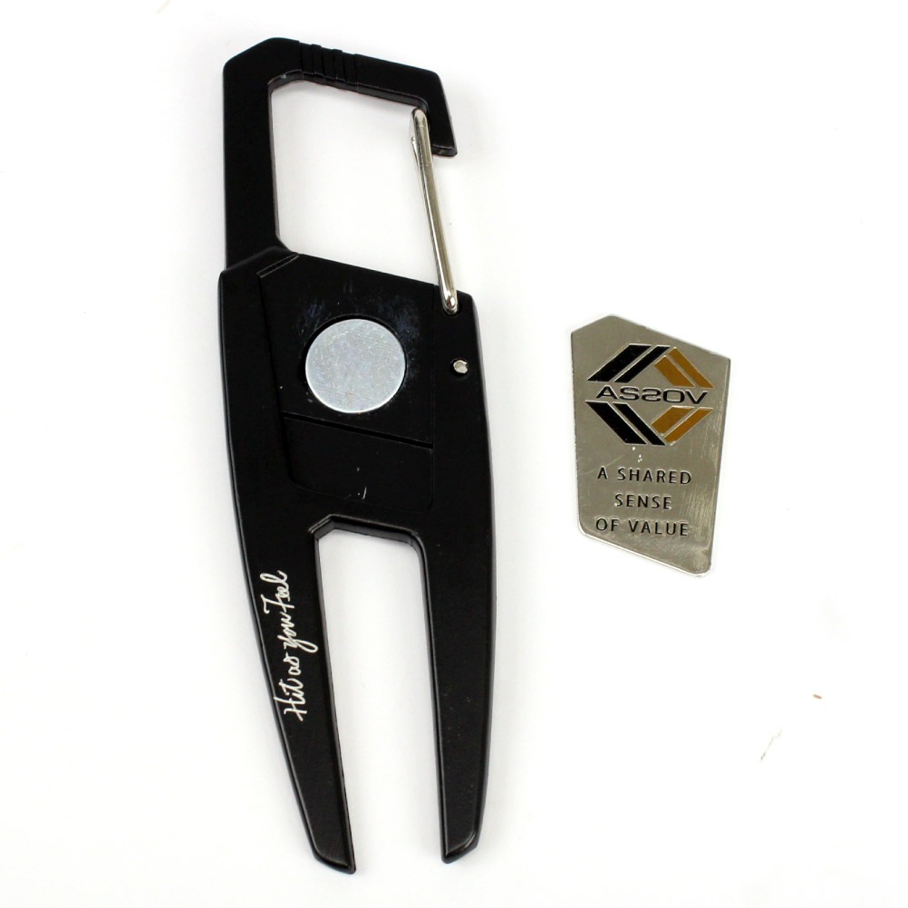 ゴルフマーカー ボールマーカー ティー マーカー フォーク マグネット 強力マグネット AS2OV アッソブ FORK CARABINER -BK GOLF SERIES フォークカラビナ