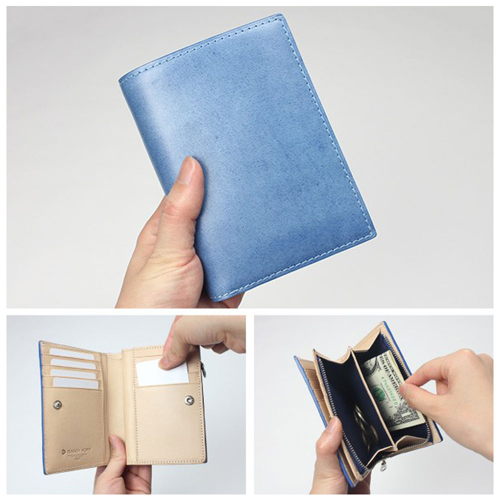 BAGGY PORT バキーポート 藍染めレザー 二つ折り財布 本革 牛革 レディース メンズ 兼用 ZYS096