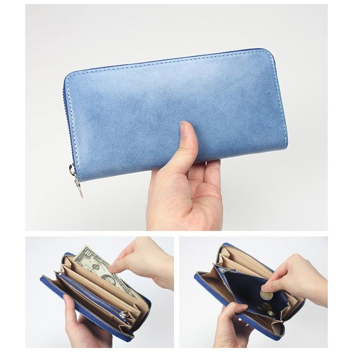 BAGGY PORT バキーポート 長財布 本革 牛革 藍染めレザー ラウンドファスナー レディース メンズ ZYS097