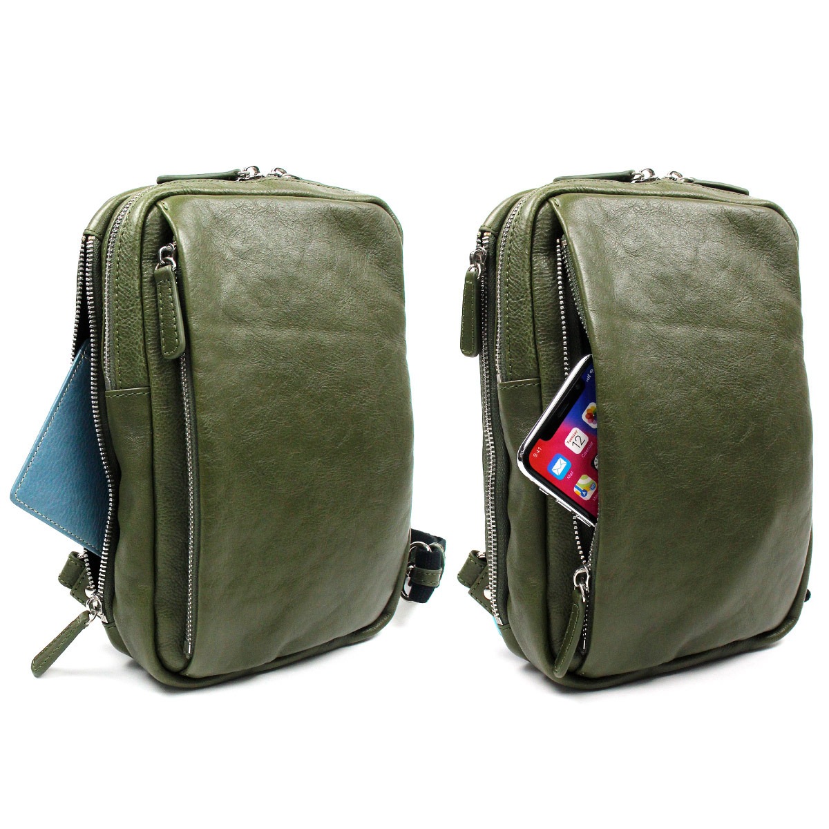 COMPLETE PLUS コンプリートプラス ベーシック キップ牛革 ボディバッグ メンズ グリーン ベージュ ブラック キャメル(910-cp-0m102)