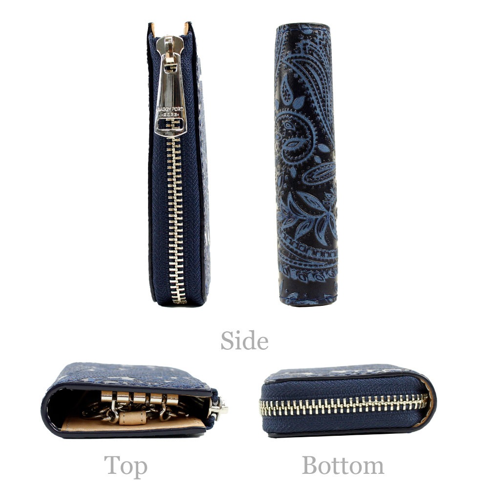 BAGGY PORT バギーポート キーケース 鍵入れ スマートキー 本革 牛革 レザー 日本製 姫路レザー 藍染レザー メンズ ブルー ペイズリー柄 ブランド zys193