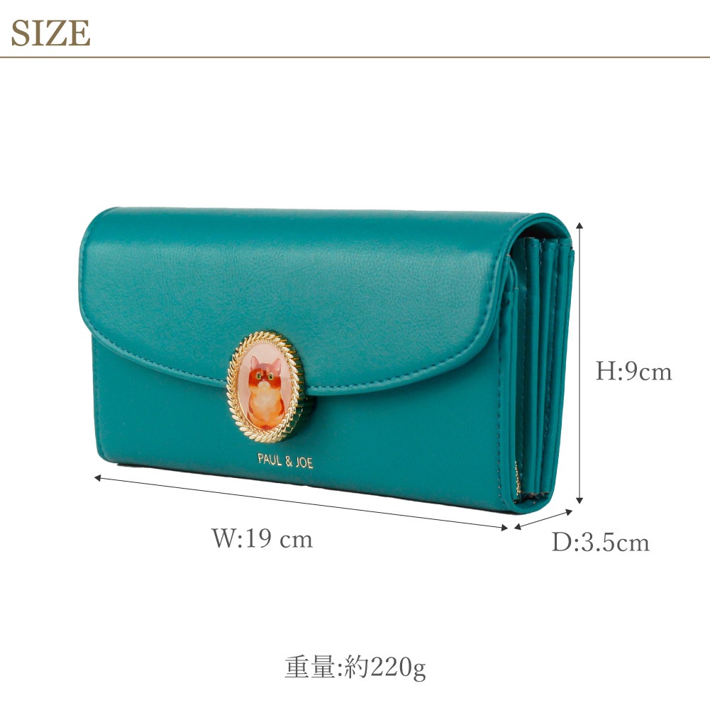 PAUL & JOE ACCESSOIRES ポール&ジョー 財布 ラウンドファスナー長財布 合成皮革 ポリエステル キャットブローチ pja-w1171