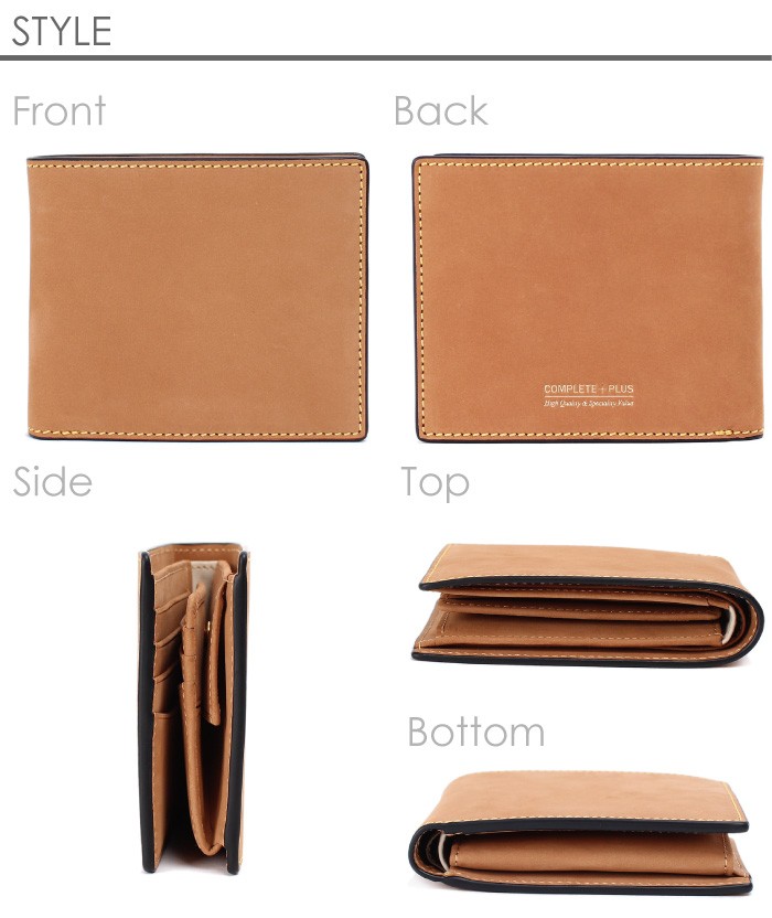 COMPLETE PLUS コンプリートプラス メンズ 二つ折り財布 牛革 本革 ヌバックレザー BOX型小銭入れ 952-cp-9bg103