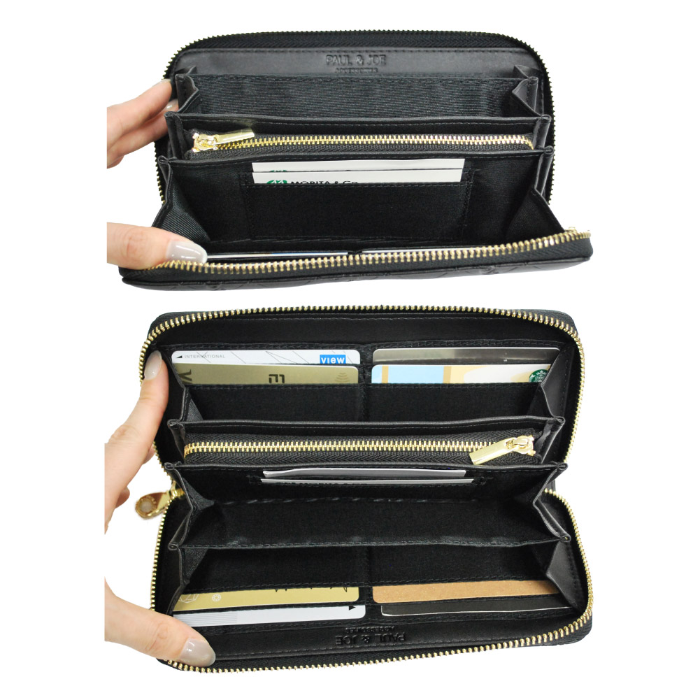 PAUL&JOE ACCESSOIRES 財布 長財布 レディース 革 合皮 ブランド ラウンドファスナー長財布 エンボス pja-w1071