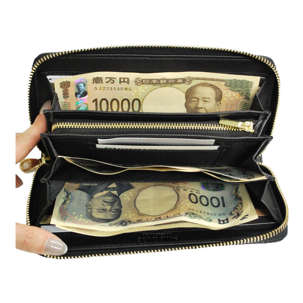 PAUL&JOE ACCESSOIRES 財布 長財布 レディース 革 合皮 ブランド ラウンドファスナー長財布 エンボス pja-w1071