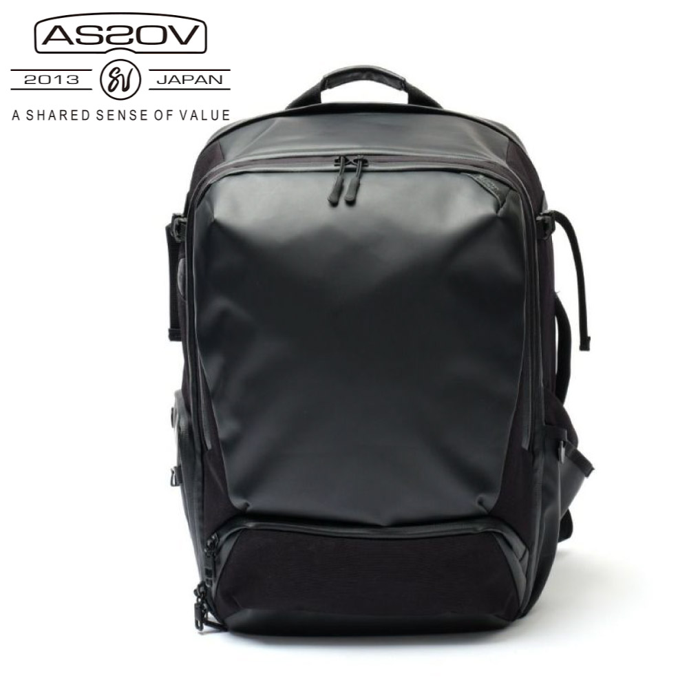 AS2OV アッソブ リュックサック メンズ ブラック BLEISURE BACK PACK M