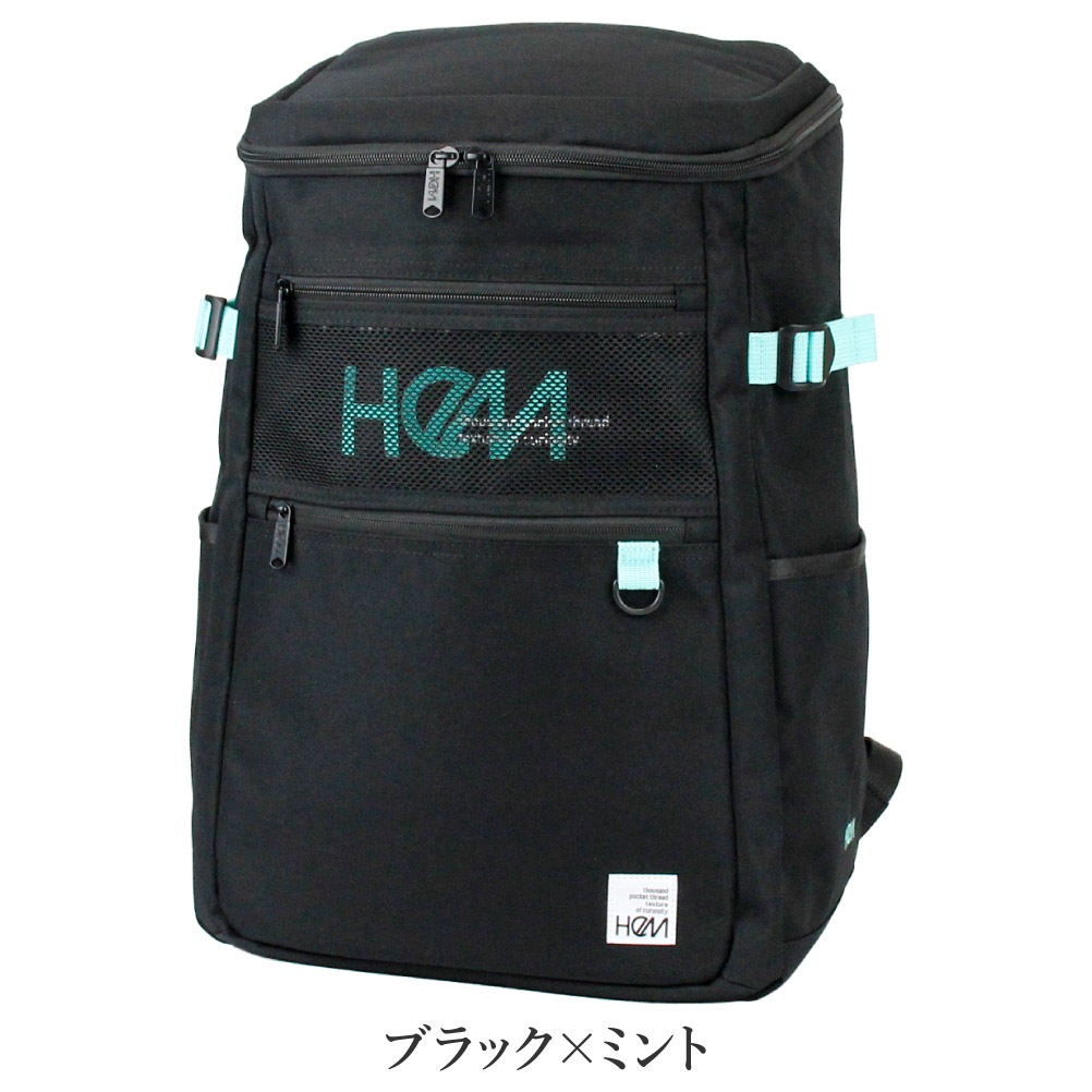 SALE 20% OFF HeM リュック 通学 大容量 女子 高校 黒 スクールバッグ スクバ リュックサック レディース ブランド ボックス型 撥水 PC a4 b4 ヘム 39-711