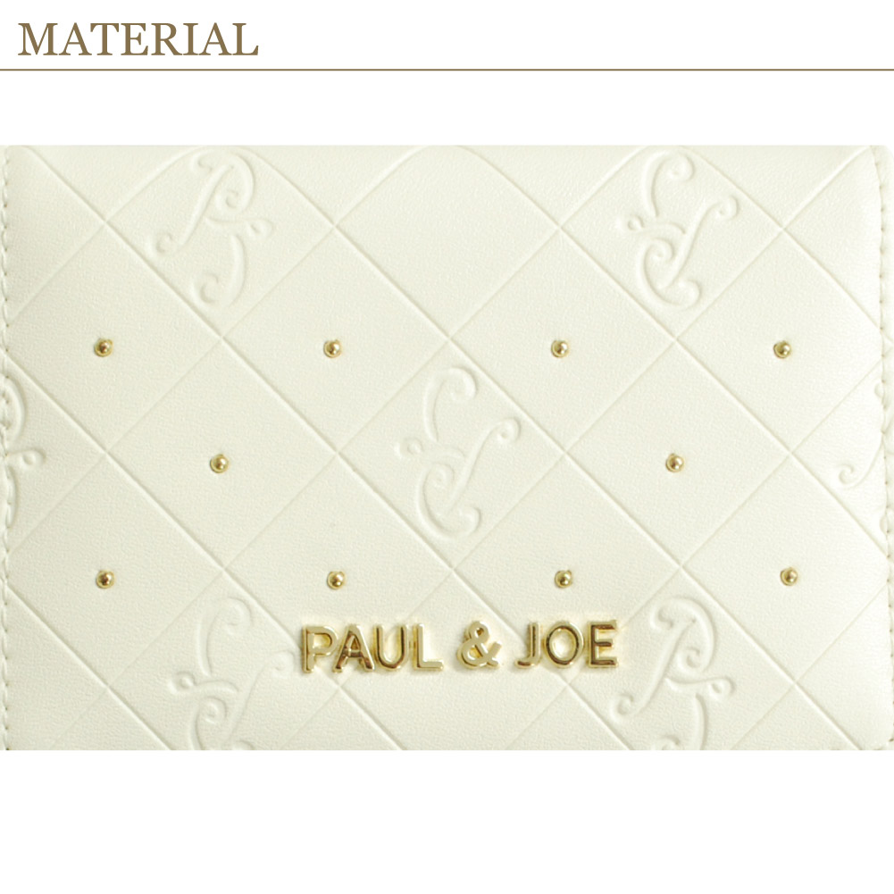 PAUL&JOE ACCESSOIRES パスケース 定期入れ 二つ折り リール付き カードケース レディース 革 合皮 ポール&ジョー ブランド エンボス pja-w1074