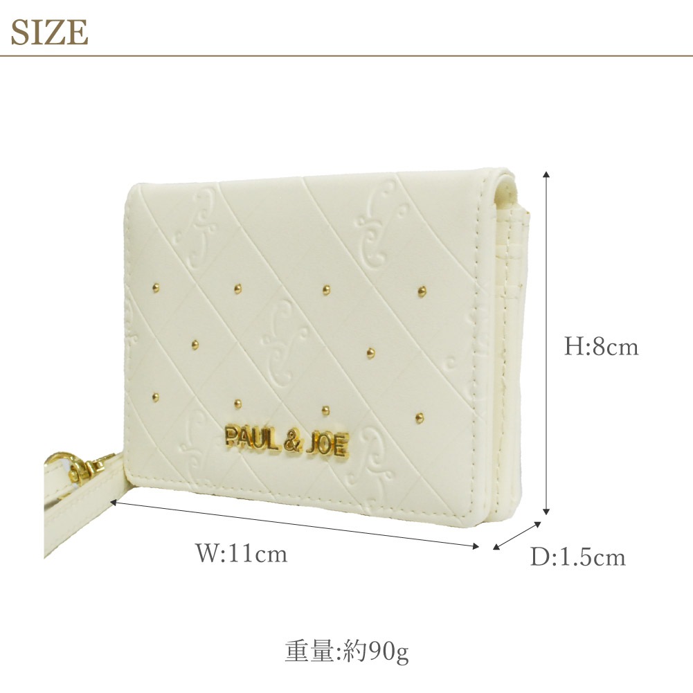 PAUL&JOE ACCESSOIRES パスケース 定期入れ 二つ折り リール付き カードケース レディース 革 合皮 ポール&ジョー ブランド エンボス pja-w1074