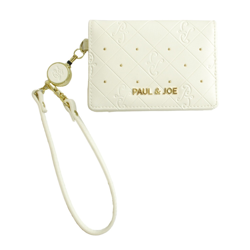 PAUL&JOE ACCESSOIRES パスケース 定期入れ 二つ折り リール付き カードケース レディース 革 合皮 ポール&ジョー ブランド エンボス pja-w1074
