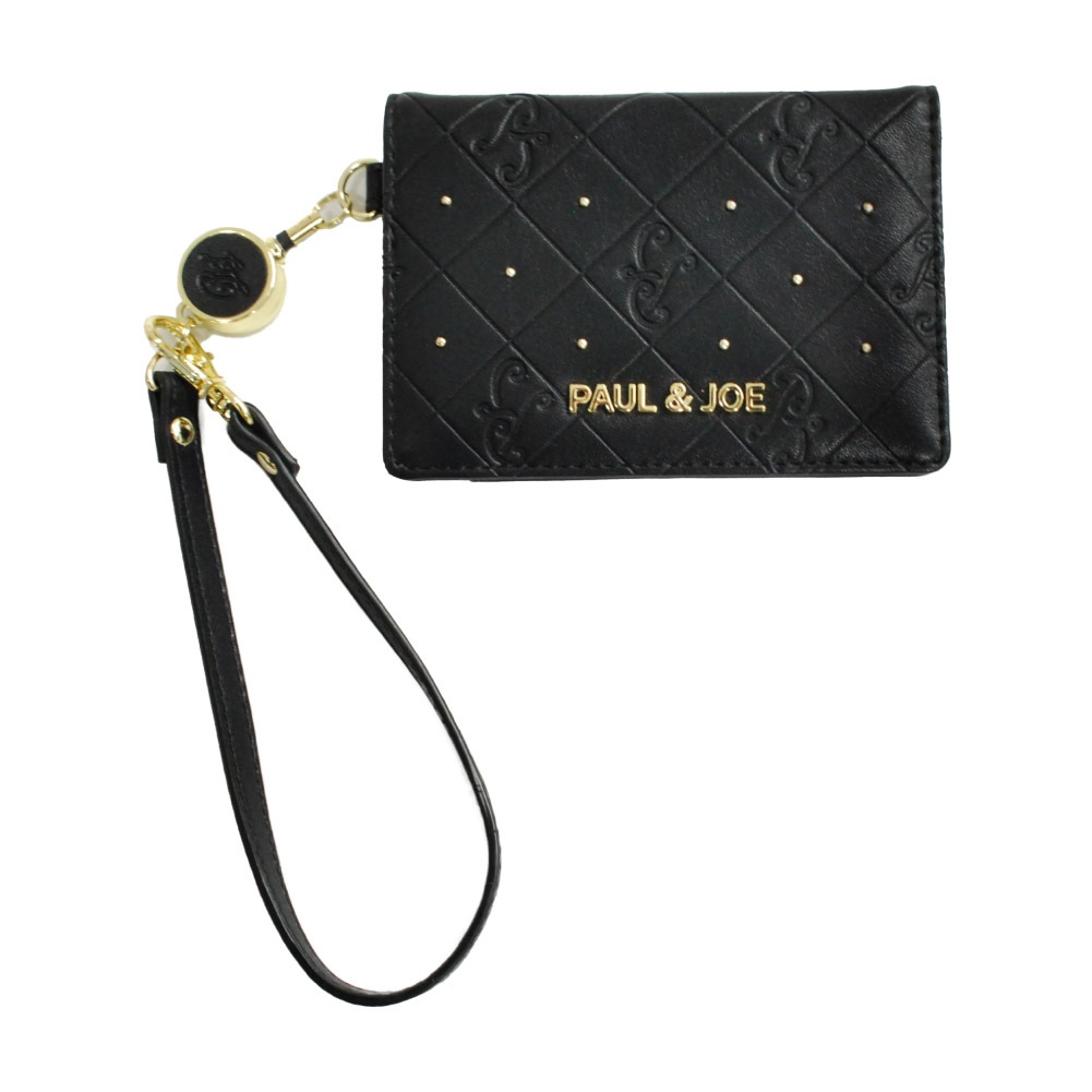 PAUL&JOE ACCESSOIRES パスケース 定期入れ 二つ折り リール付き カードケース レディース 革 合皮 ポール&ジョー ブランド エンボス pja-w1074