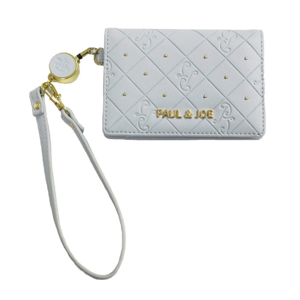 PAUL&JOE ACCESSOIRES パスケース 定期入れ 二つ折り リール付き カードケース レディース 革 合皮 ポール&ジョー ブランド エンボス pja-w1074