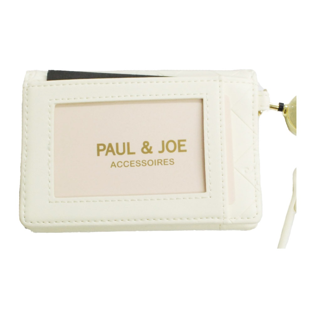 PAUL&JOE ACCESSOIRES パスケース 定期入れ 二つ折り リール付き カードケース レディース 革 合皮 ポール&ジョー ブランド エンボス pja-w1074