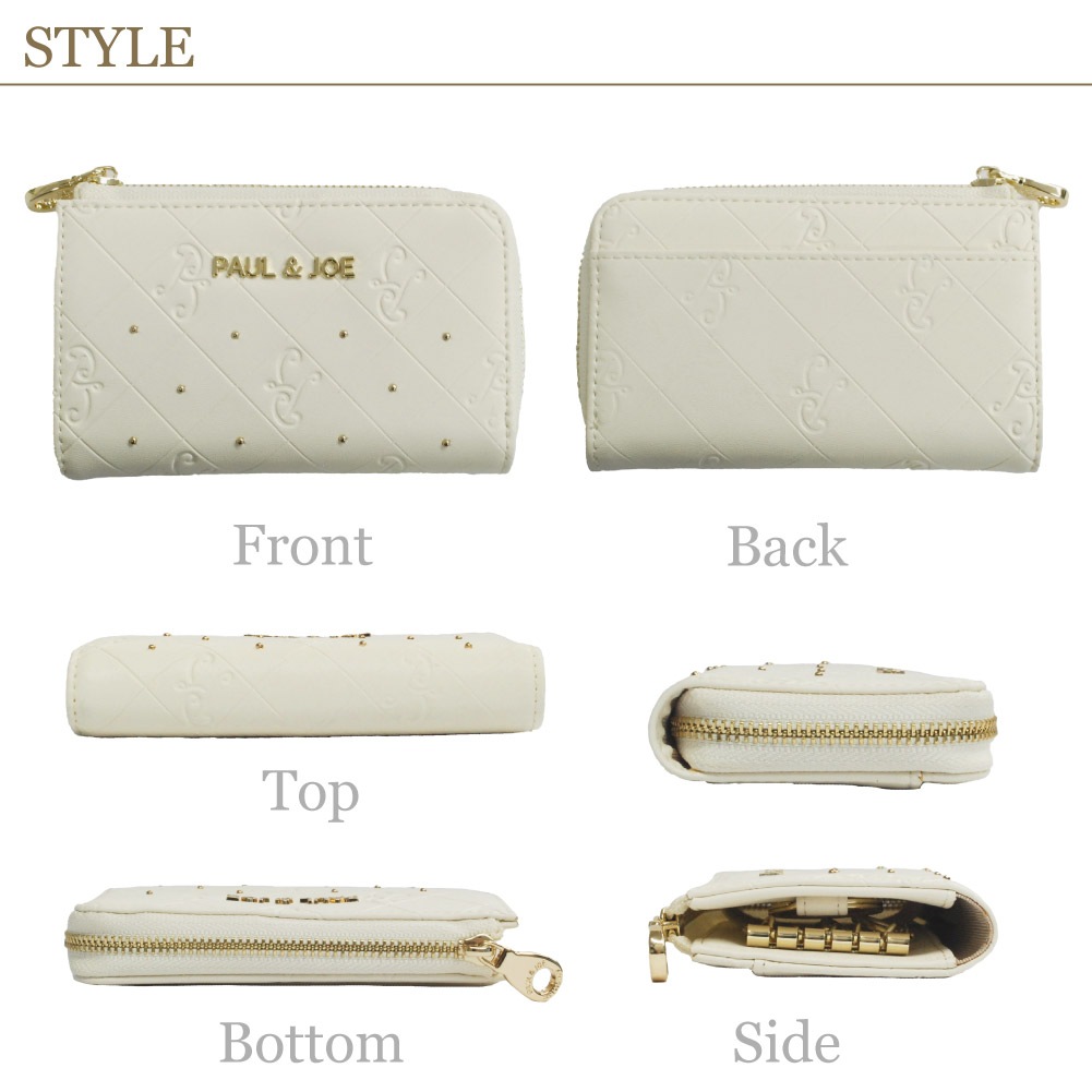PAUL&JOE ACCESSOIRES キーケース レディース 革 合皮 ポール&ジョー スマートキー 鍵 ブランド 大人 上品 エンボス 通勤 pja-w1075