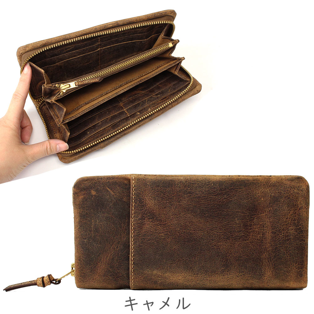 Passenger Message パッセンジャーメッセージ 財布 メンズ 長財布 ブランド 本革 ラウンドファスナー メンズ ブラック ブラウン クーズー