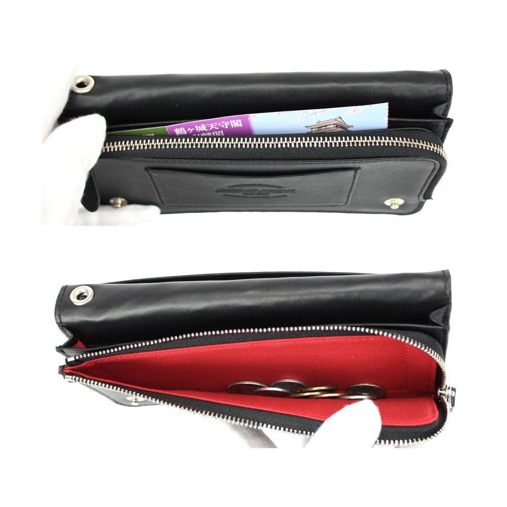 Passenger Messageパッセンジャーメッセージ 長財布 メンズ 本革 日本製 薄型 シャークスキン サメ革 財布 ロングウォレット 男性 ビジネス ブランド ブラック 黒 スリム 959-pm-5kf201