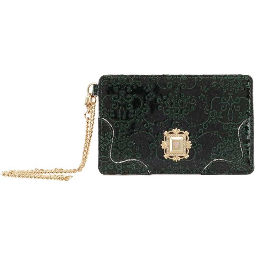 ANNASUI アナスイ パスケース 定期入れ ICカード カード入れ チェーン ルーミー 316903 317973 パスケース エンボス エナメル アンティーク調 正規品 annasui アナスイパスケース