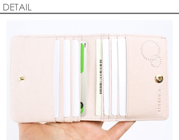studio.s スタディオエス 財布 二つ折り 折り レディース ブランド コンパクト スリム 本革 牛革 豚革 レザー 革 刺繍 ブランド スキミング防止 アンチスキミング 941-ss-20r103n
