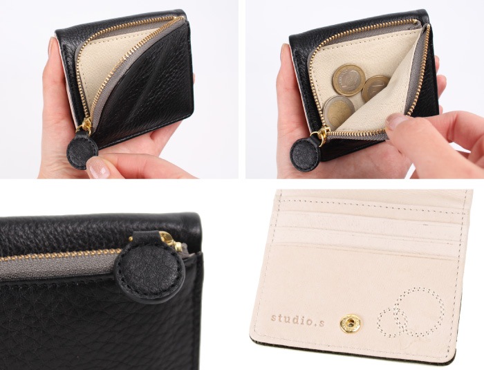 studio.s スタディオエス 財布 二つ折り 折り レディース ブランド コンパクト スリム 本革 牛革 豚革 レザー 革 刺繍 ブランド スキミング防止 アンチスキミング 941-ss-20r103n