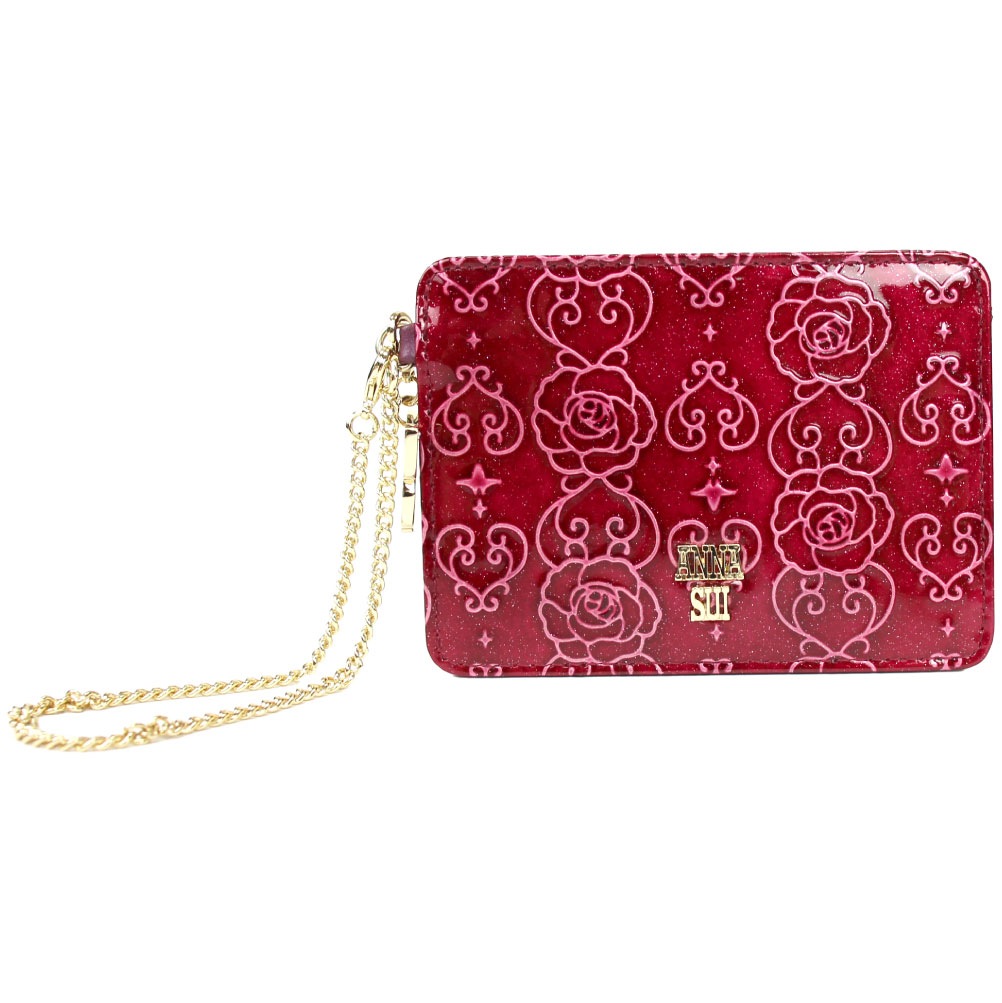 ANNASUI アナスイ ローズハート パスケース 定期入れ ICカード カード入れ チェーン 蝶々 レディース ブランド エナメル 316913 317982 アンティーク調 正規品 annasui アナスイパスケース