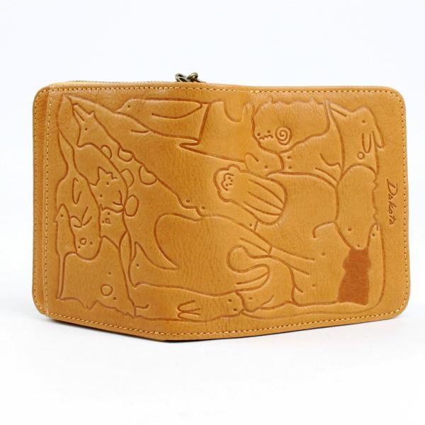 Dakota ダコタ 財布 二つ折り財布 レディース ブランド アニマーレ 動物好き 動物柄 癒し系 ほっこり ラウンドファスナー 本革 革 レザー 型押し 牛革 0030190