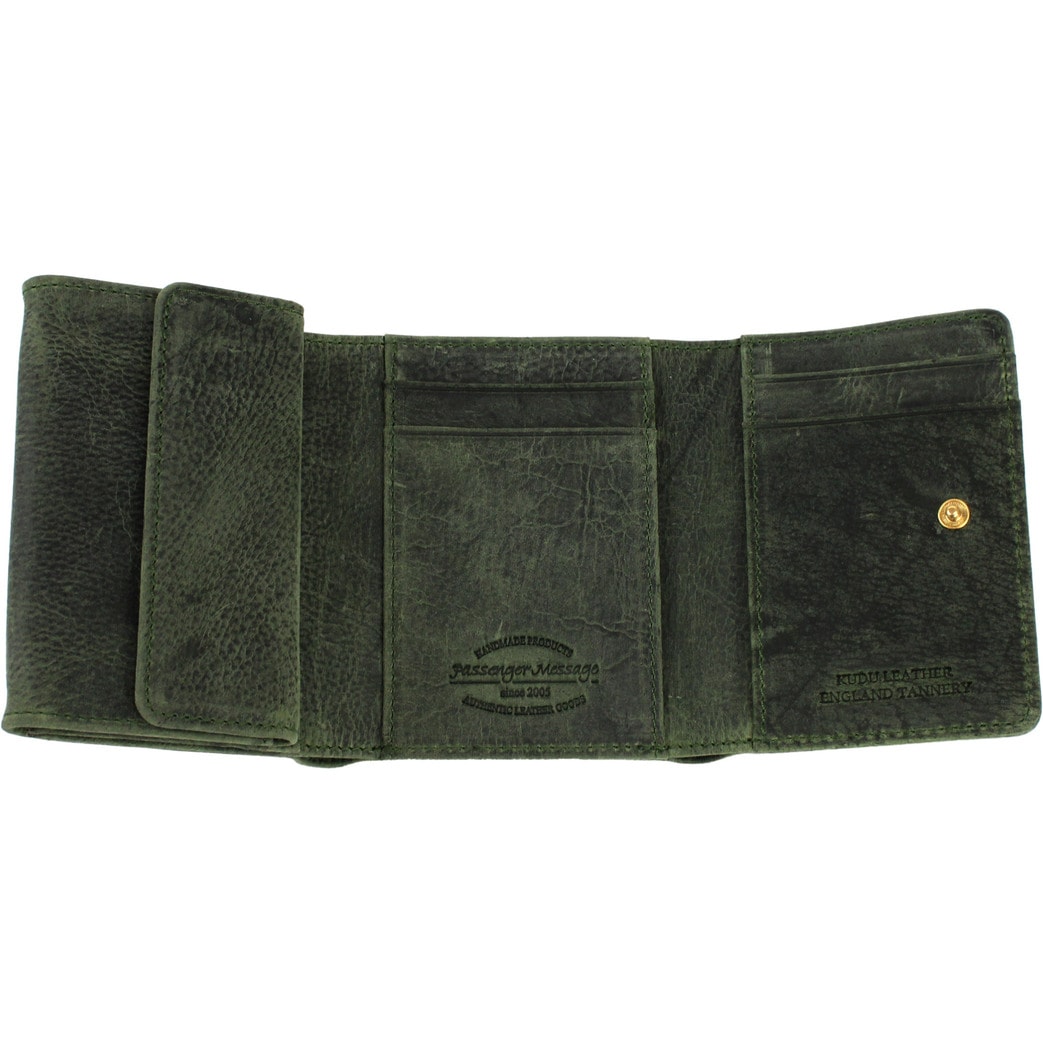 Passenger Message 三つ折り財布 メンズ 本革 コンパクト ブランド おしゃれ グリーン メンズ財布 三つ折り メンズ三つ折り財布 クードゥー 952-pm-1bg204n