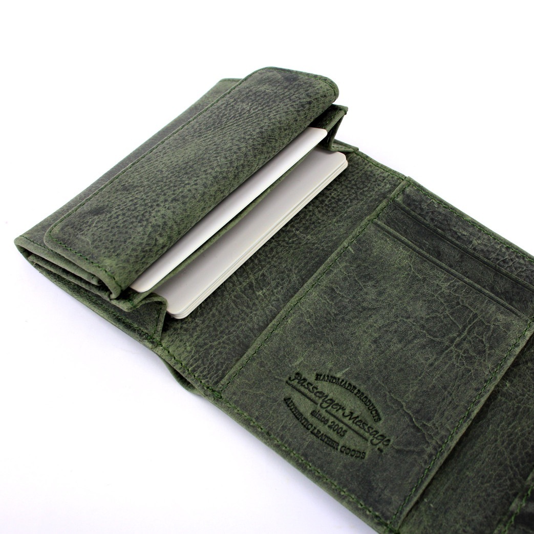 Passenger Message 三つ折り財布 メンズ 本革 コンパクト ブランド おしゃれ グリーン メンズ財布 三つ折り メンズ三つ折り財布 クードゥー 952-pm-1bg204n
